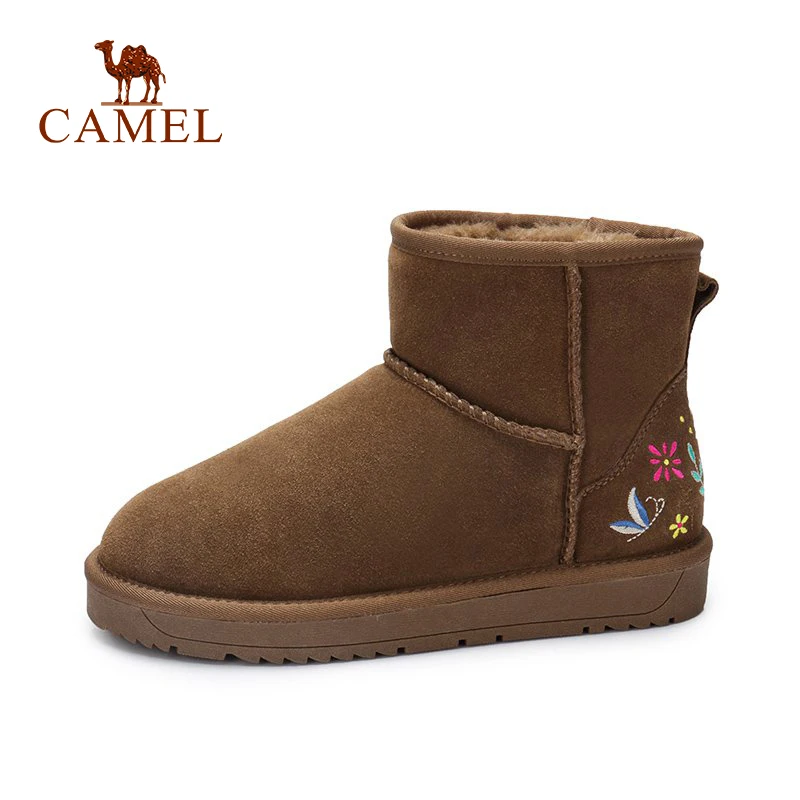 

CAMEL Snow Boots Shoes 2018 Women Winter Flat Snow Boots Shoes Women Plus Velvet Solid Keep Warm Shoe For Ladies