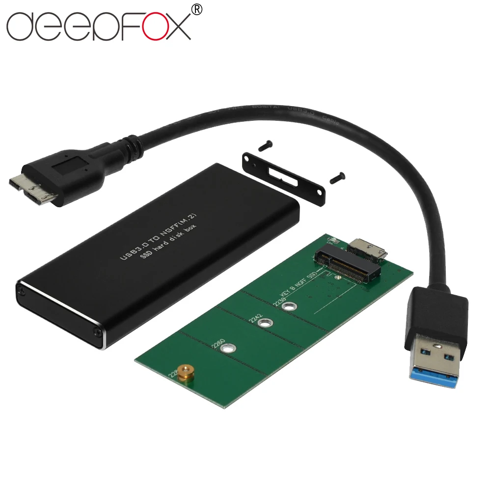 

DeepFox USB3.0 to M.2 NGFF SATA-based B Key SSD Storage Enclosure Case Support 6Gb/s SSD Card Adapter