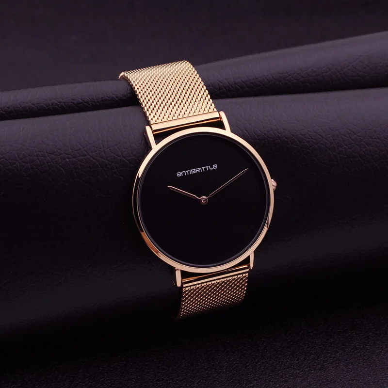 Японские кварцевые роскошные черные минималистичные мужские часы женские классические розовые золотые тонкие сетчатые из нержавеющей стали с магнитным ремешком простые водонепроницаемые