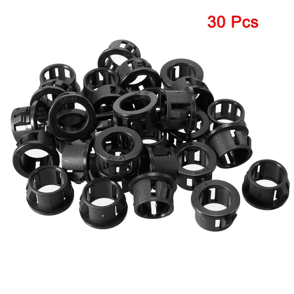 UXCELL 30 Pcs Black 14mm/19mm Mounted Diameter Plastic Insulation Cable