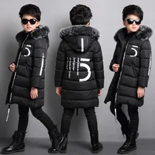 Пуховое пальто для мальчиков-подростков длинное теплое Детское пальто для русской зимы куртки с меховым капюшоном для мальчиков зимняя верхняя одежда для девочек, WUA791701