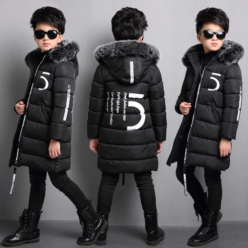 

Teens Boys Down Coats Long Russian Winter Thick Warm Children Coats Fur Hooded Boys Jackets Gilrs Outwear For Winter WUA791701