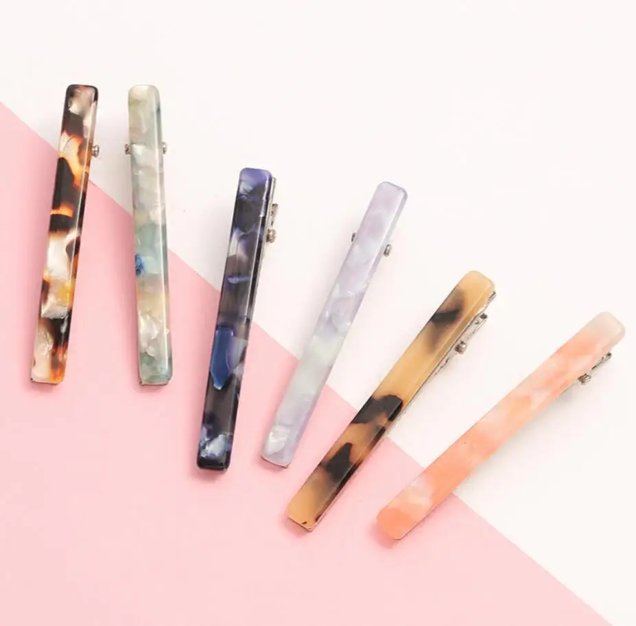 

2019 Popular Contracted Temperament Small Duck Clip With Natural Texture Print Hairpin Lady's Hair Accessories