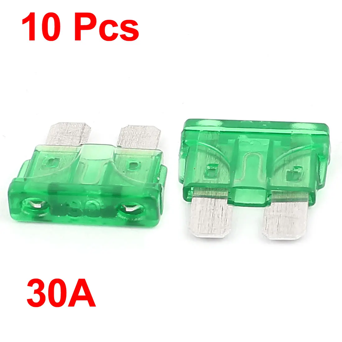 X Autohaux 10Pcs 30A Green Plastic Housing Blade Fuse For Auto Car