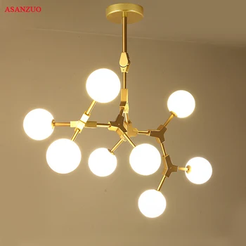 

Magic Bean Pendant Lights Golden Iron Pendant Lamps Living Room Lamps American Art Restaurant Bar Bedroom Hang Lighting AC85-265