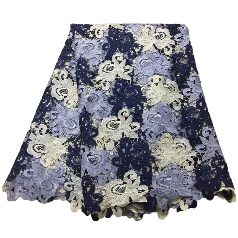 

HFX Multi Color African Dress Guipure Bridal Water Soluble Lace High Quality Nigerian Cord Lace Fabric For Wedding Dress X1116-8