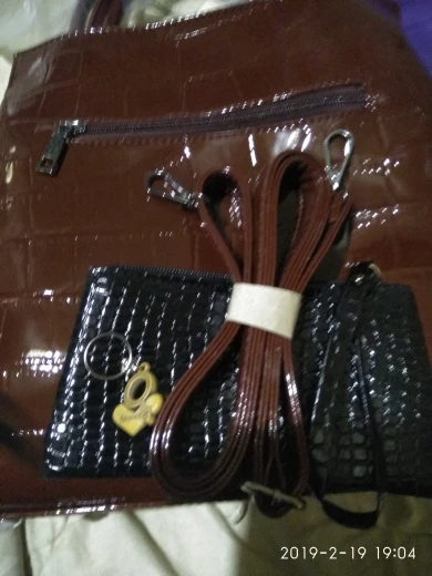 Luxury Brand Crocodile Women Bag Black Red Patent Leather Women Handbags Set Large Capacity Shoulder Bag Female Tote Bags+Wallet photo review