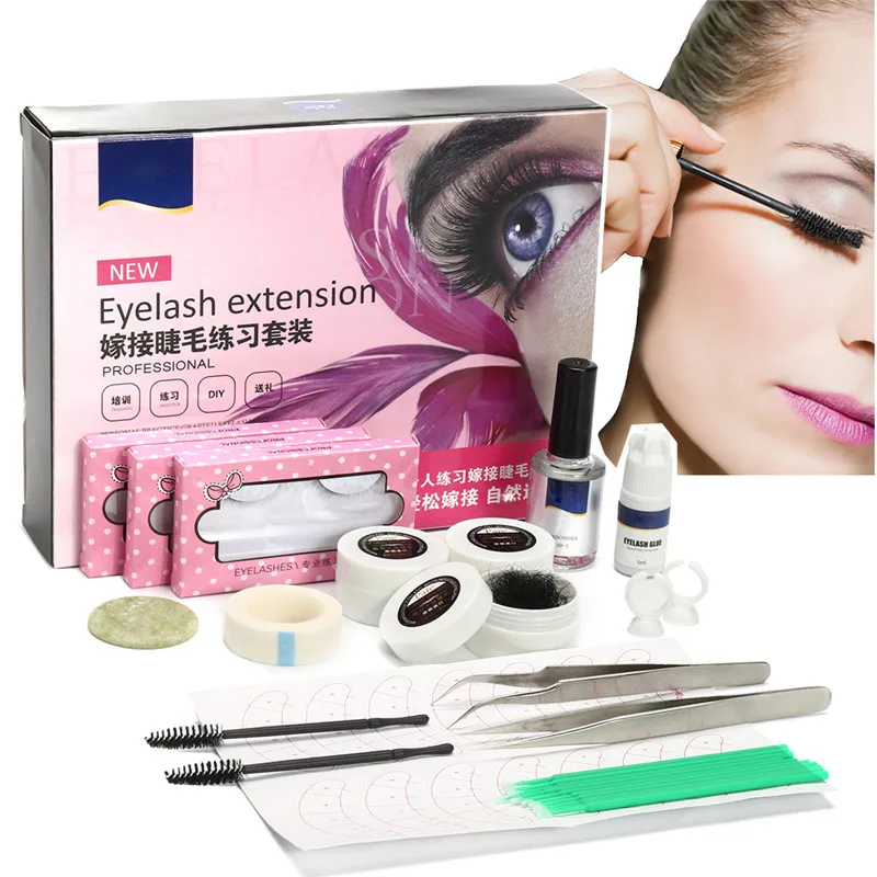 

Individual False Eyelash Extension Tool Kit C Curl Lash Glue Tweezer Jade Stone Set Semi Permanent Makeup Practice Graft Lashes