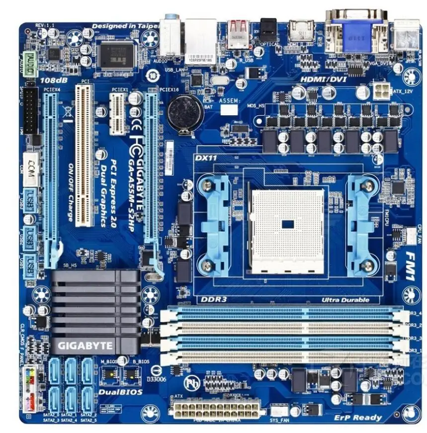 Материнская плата для Gigabyte оригинальная б/у настольного ПК с сокетом FM1 DDR3 A55 GA A55M