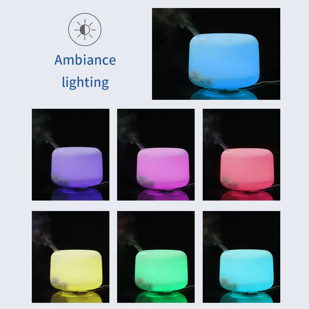 FUNHO 500ml Aroma Humidifier Essential Oil Diffuser Ultrasonic Air Aromatherapy Hmidificador 7 Colo