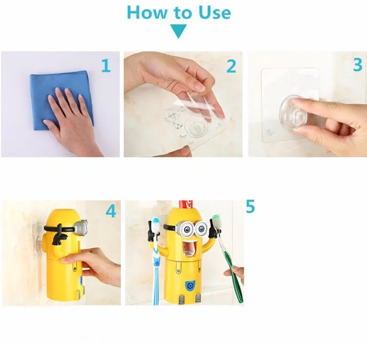 Детская Minion Автоматический Диспенсер зубной пасты, для зубной щетки держатель продукты Креативные аксессуары для ванной комнаты дозатор зубной пасты