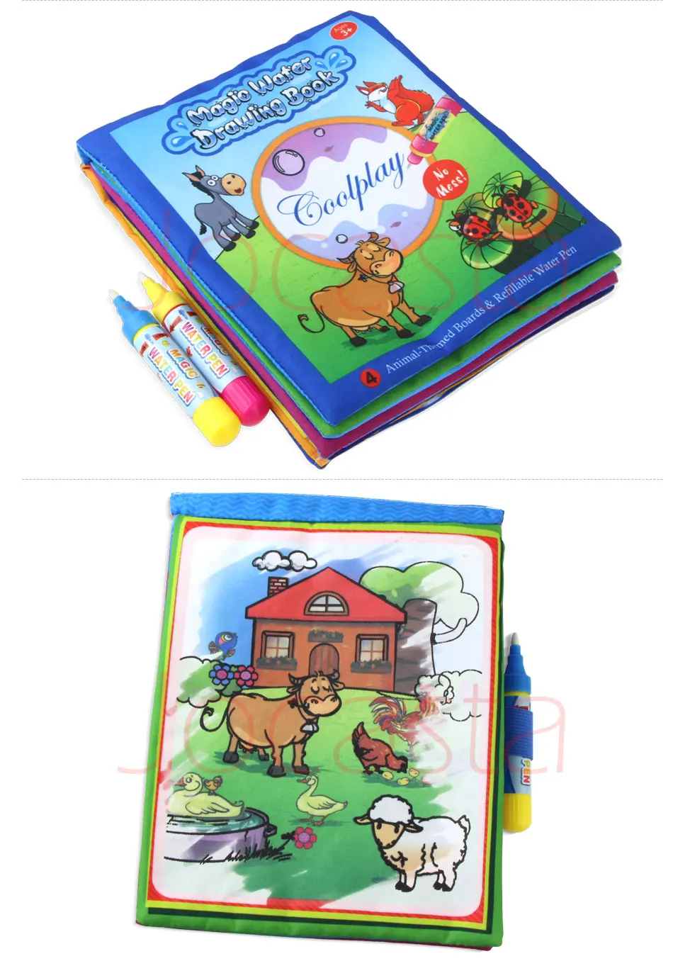 Детская книжка для рисования воды с 2 волшебными стило перьевое коврик доска для рисования животных Обучающие игрушки для детей