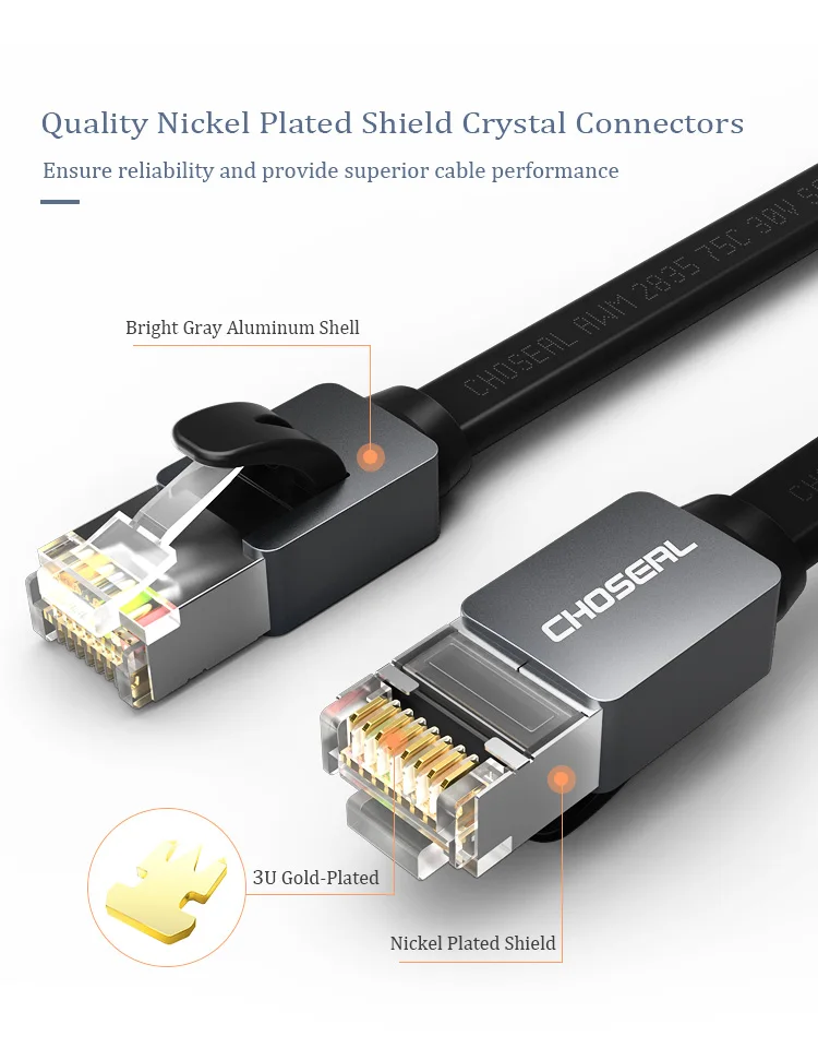 CHOSEAL CAT 7 RJ45 Ethernet LAN Network Cable 10Gbps 30AWG STP Network Patch Cord For Router PC RJ45 CAT 7 Net Cable (6)