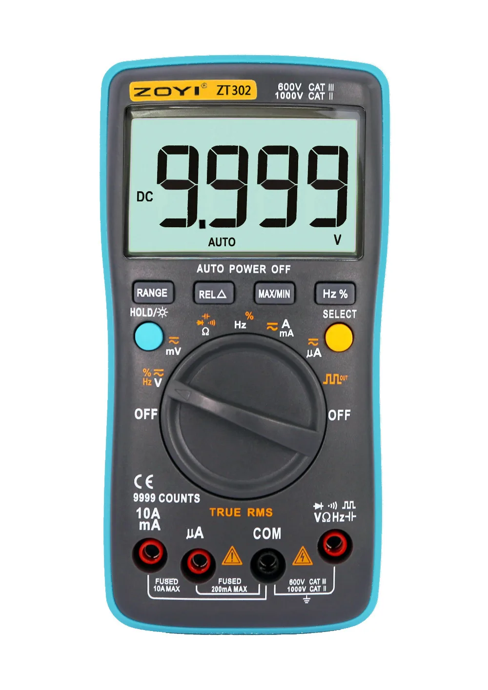 

ZT302 Portable Handheld Digital Multimeter 9999 Counts LED Backlight Large LCD Display Electrical Test Diagnostic Machine