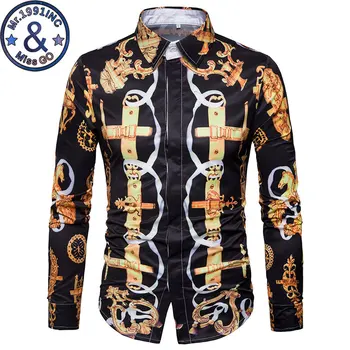 

Luxury Brand Mens Floral Print Shirts Long Sleeve Casual Button Down Shirt 2018 Spring New Men Slim Fit Shirts Chemise Homme 3XL