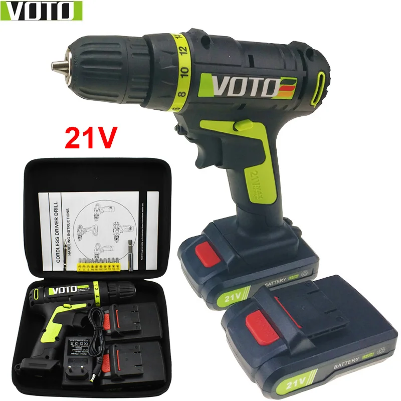 Koop 21 V power tools Draadloze Boor elektrische Boor Elektrische Mini elektrische boren Batterijen Schroevendraaier Handheld boor Eu plug
