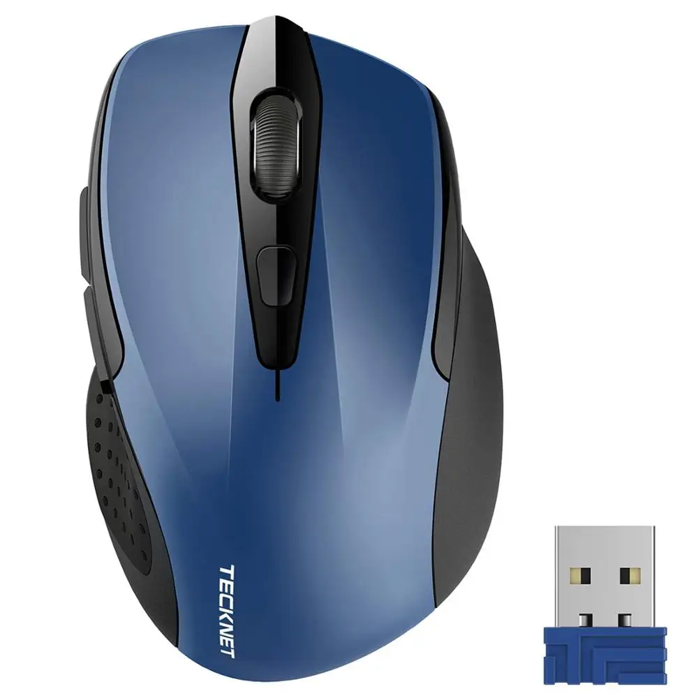 TeckNet Pro 2.4GHz беспроводная мышь Nano Receiver Эргономичные мыши 6 кнопок 2600DPI 5 уровней регулировки для ноутбука на рабочем столе компьютера - Цвет: Blue