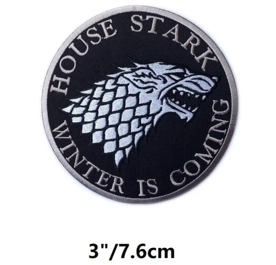 

HOUSE STARK WINTER IS COMING Patches Game Of Thrones iron on Embroidered TV Movie Film series Halloween Cosplay Costume