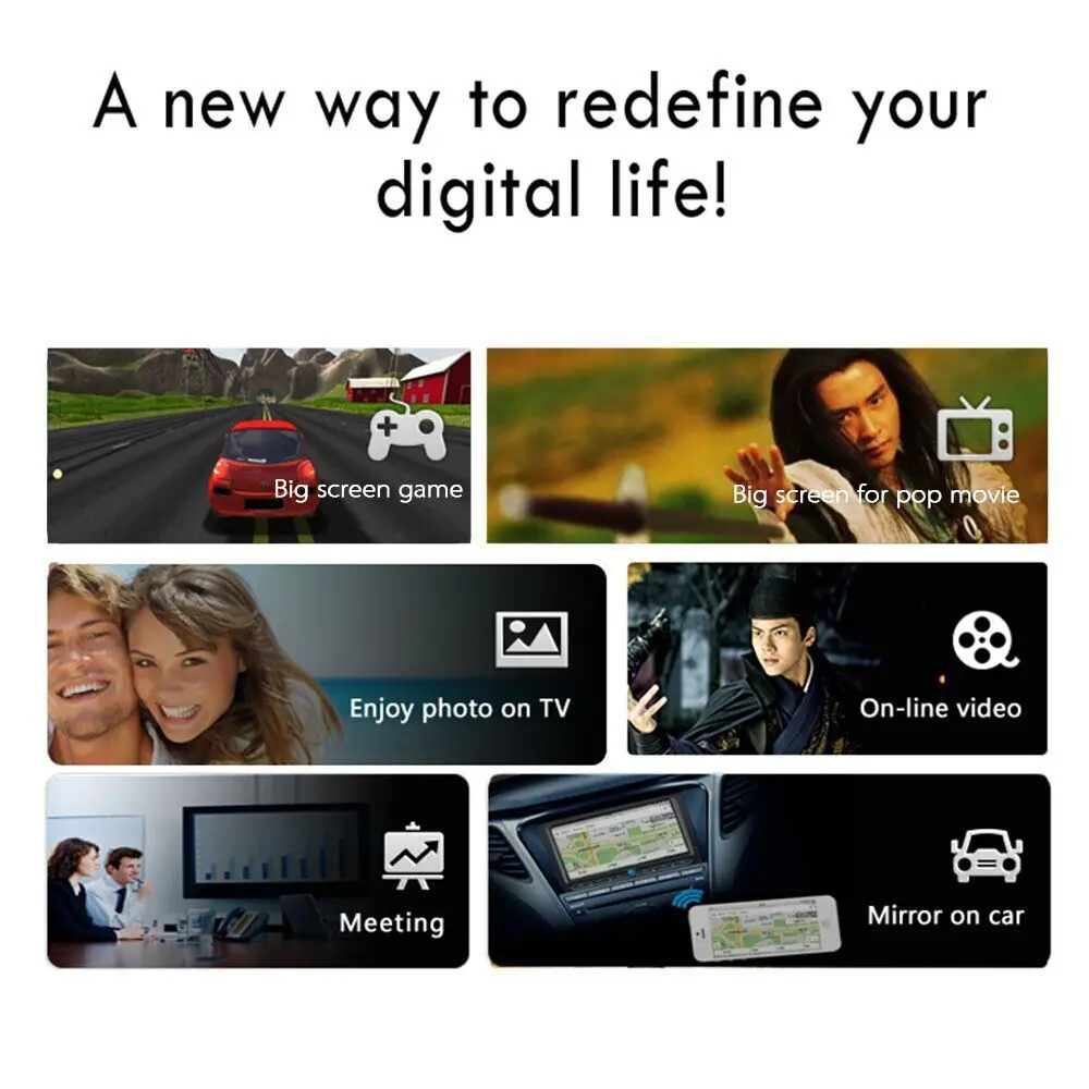 Wireless Display DongleWIFI Portable Display Receiver 1080P HDMI Miracast Dongle for iOS iPhone iPa