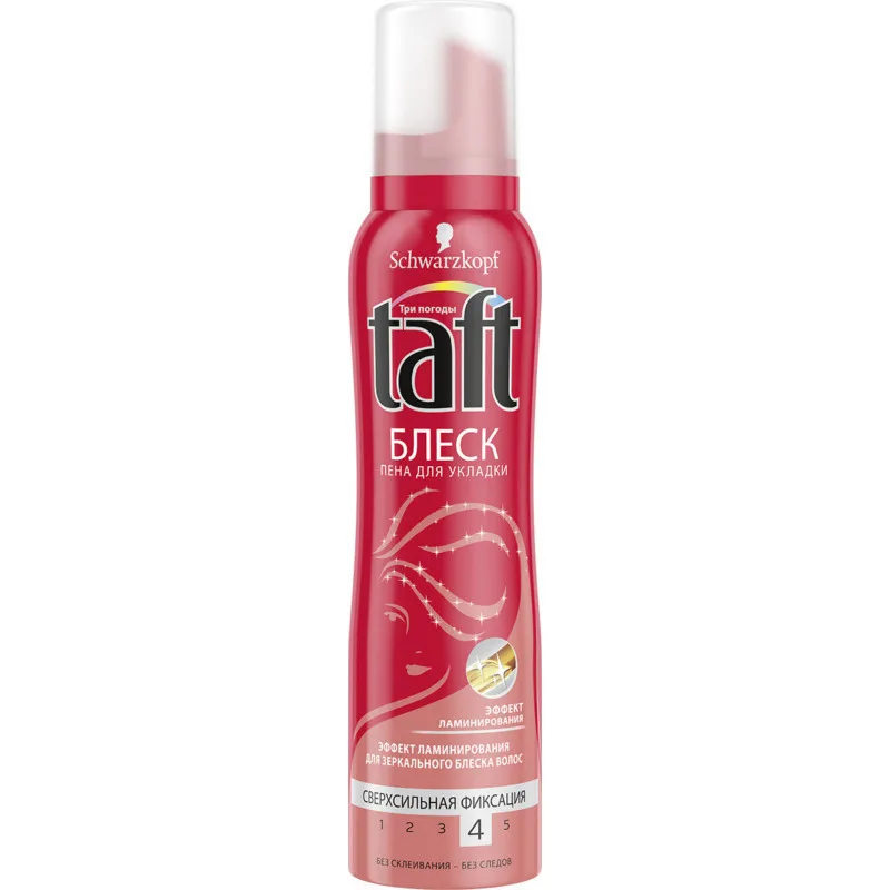 TAFT styling foam Glitter sverhsilnaja fixation 150 ml in Mousses