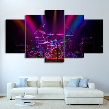 

Painting Wall Art Abstract Decorative Modular 5 Panel Music Instrument Guitar Frame Canvas Picture For Living Room Bedroom Print