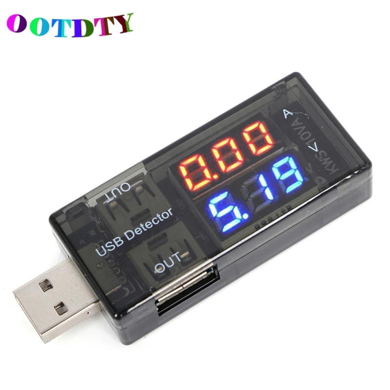 OOTDTY тестер напряжения тока USB Вольтметр Амперметр Детектор двойной ряд показывает