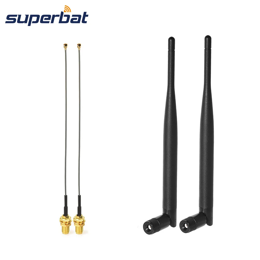 

Superbat WiFi Antenna Dual Band 2.4GHz 5GHz 6dBi RP-SMA and 15cm IPX IPEX U.FL Cable for Wlan Router 2set