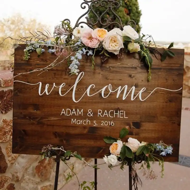 Wooden Wedding Welcome Sign Rustic Wedding Sign Custom Name Sign Memory Collection Wedding Board Rustic Wedding Decorations Plaques Signs Aliexpress