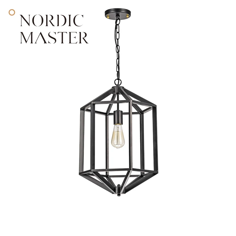 Nordic Master Square Lantern Iron Pendant Lamp For Dining Room Parlor Fashion Plated Lamps Suspension Light 60138S | Лампы и освещение