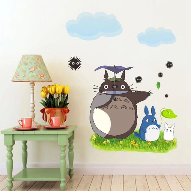 

New Cartoon Animation Vinyl Totoro Wall Stickers for Kids Room Cafe/bar/Home Decoration Poster Totoro Wallpapers
