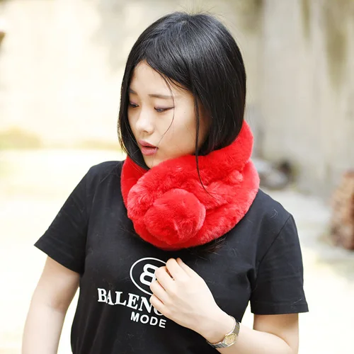 CX-F-S-01D высококачественный мягкий теплый шарф ручной работы из искусственного меха - Цвет: Красный