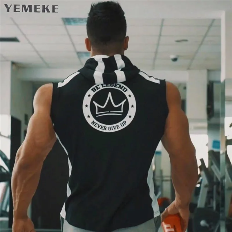 

YEMEKE Men Gyms Hoodies Gyms Fitness Bodybuilding Sweatshirt Fashion Pullover Sportswear Male Workout Hooded Jacket Clothing