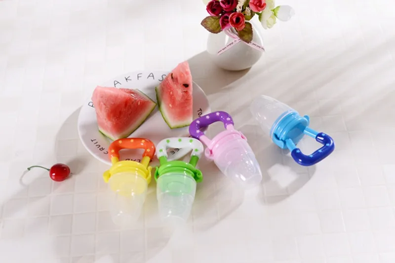 Colorful Baby Fruits And Vegetables Bite Bags Infant Teether Pacifier Reassure Chlidren Silicone Buckle Drinkers  (14)