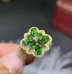 KJJEAXCMY fine jewelry 925 чистого серебра, инкрустированные естественный диопсид драгоценных камней женское кольцо Поддержка обнаружения