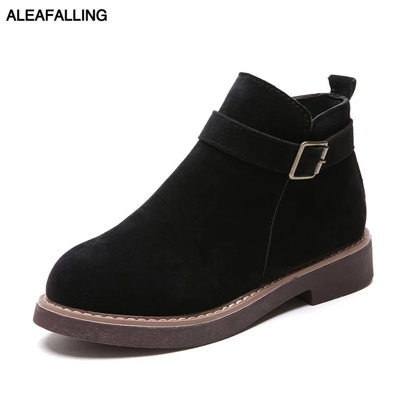 

Aleafalling Women Boots Ankle Zip Open Cute Simple Buckle Smart Shoes Girl's Leather Heel 3.5cm For Winter Autunmn Boots WBT200