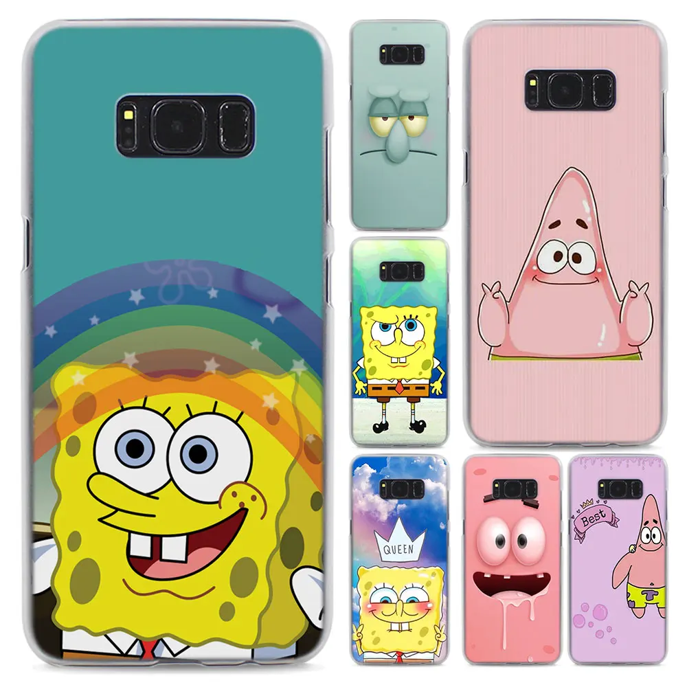 

Spongebob Squarepants Transparent Frame Case for Samsung Galaxy S6 S7 Edge S8 S9 Plus Note9 Note8 Note 5 Phone Hard PC Cover