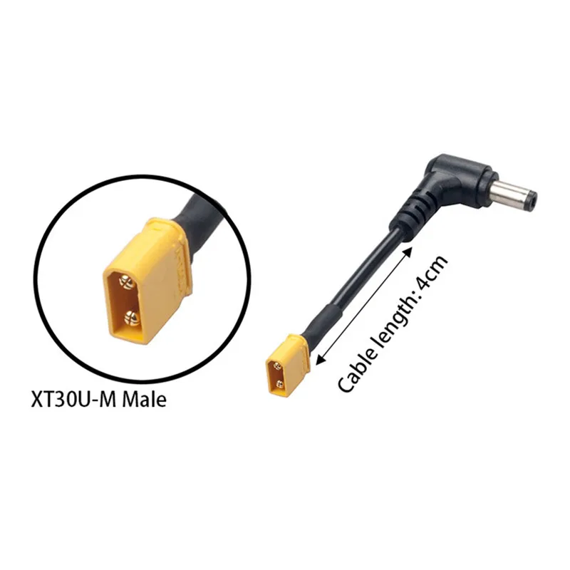 RJXHOBBY XT30 Male Plug DC 5.5mm x 2.5mmX40mm Male Adapter for FPV Lipo Battery & Fatshark Goggles (1)