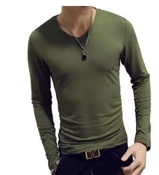 

ECTTC 6 Colors 2019 Spring Men Long Sleeve T Shirt Casual Round Neck Elastic Fit Funny Streetwear Solid Tshirt Hip Hop