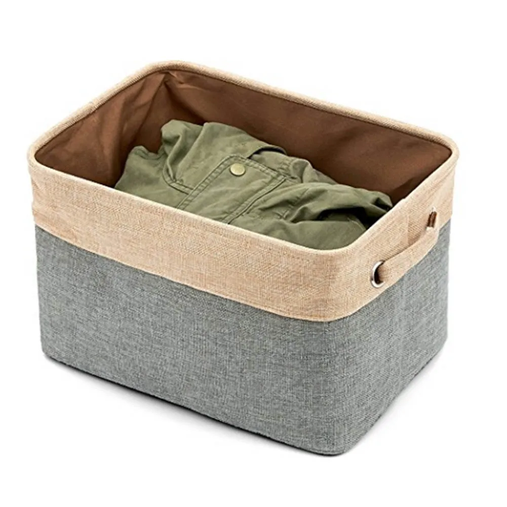 Cube Storage Bins, Foldable, Canvas Fabric Tweed Storage Cube Bin Set With Handlesin Storage
