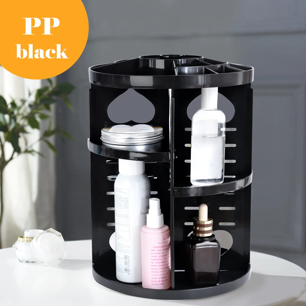  60° Rotating Adjustable Cosmetic Makeup Storage Shelf Display Holder Make Up Organizer Rack Box for