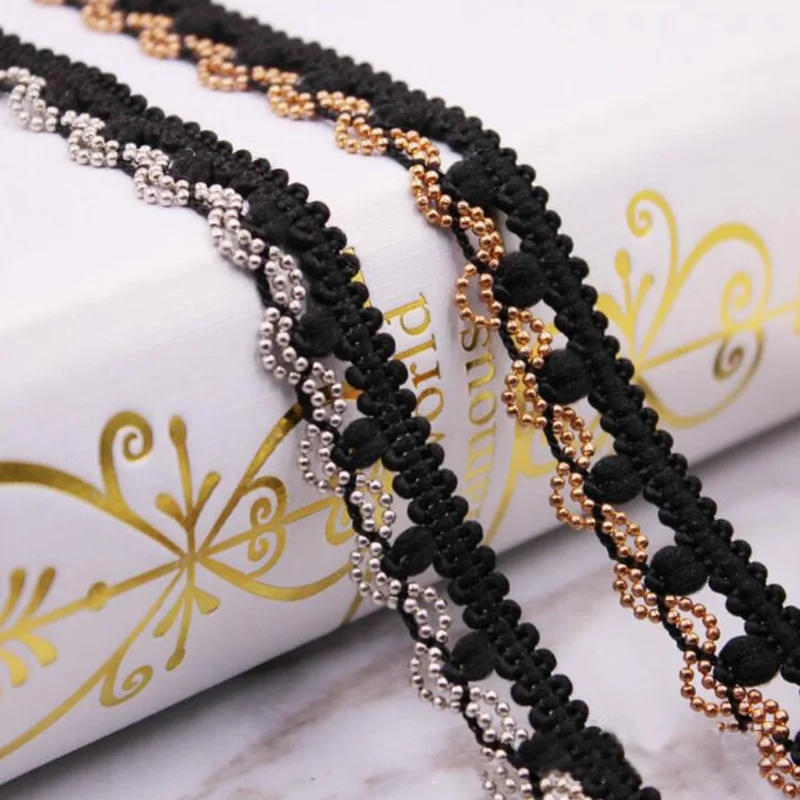 

2018 Lace Ribbon Gold Silver Color Bead Chain DIY Handmade Sewing Curtains Garment Accessories
