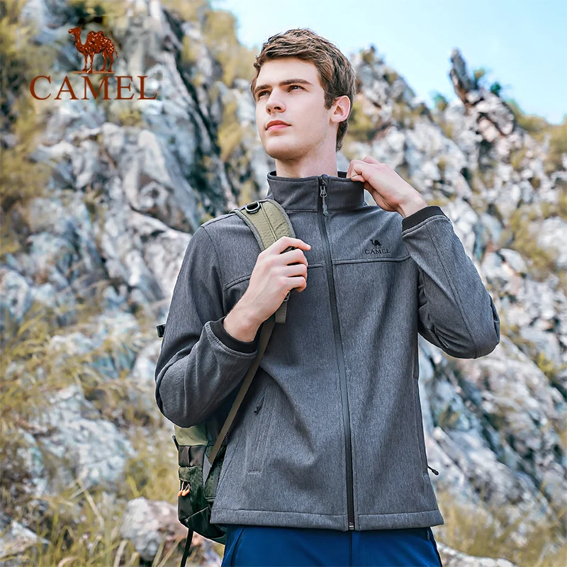 

CAMEL Men Outdoor Sport Softshell Jacket Casual Waterproof Windproof Fleece Liner Warm Trekking Hunting Tactical Coat
