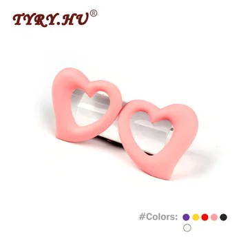 

TYRY.HU 1Pc Heart Shape Silicone Teether Food Grade Baby Chewable Teething Beads BPA Free Infants Tooth Nursing Necklace Macking
