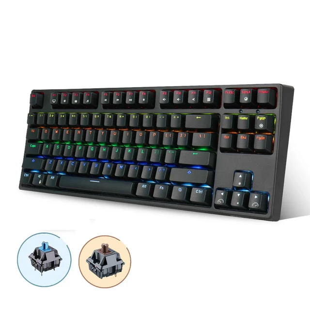 Cheap RK Royal KLUDGE Sink87G Mechanical Gaming Keyboard Blue Brown Switch Wireless 2.4G RGB LED Backlight for PC Laptop Notebook LOL