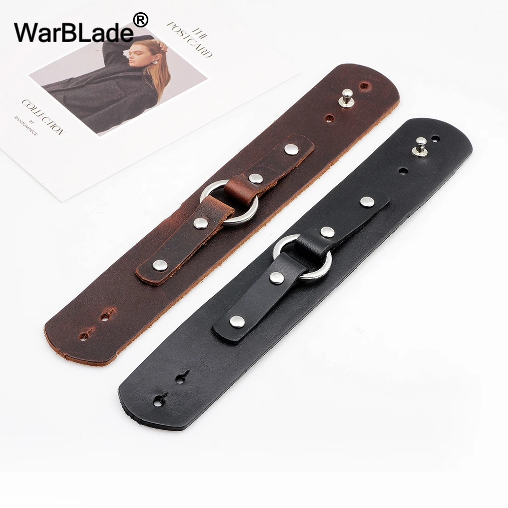 WarBLade 2018 New Fashion Genuine Leather Wide Bracelets Bangles Black Men Wrap Bracelet Punk Cuff Wristband For Women Jewelry