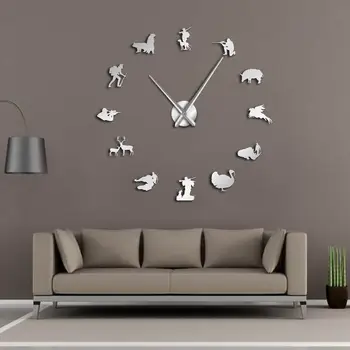 

Hunting DIY Giant Wall Clock Animal Hunters Exclusive Big Time Clock Watch Hunting Club Wall Decor Mirror Effect DIY Wall Art