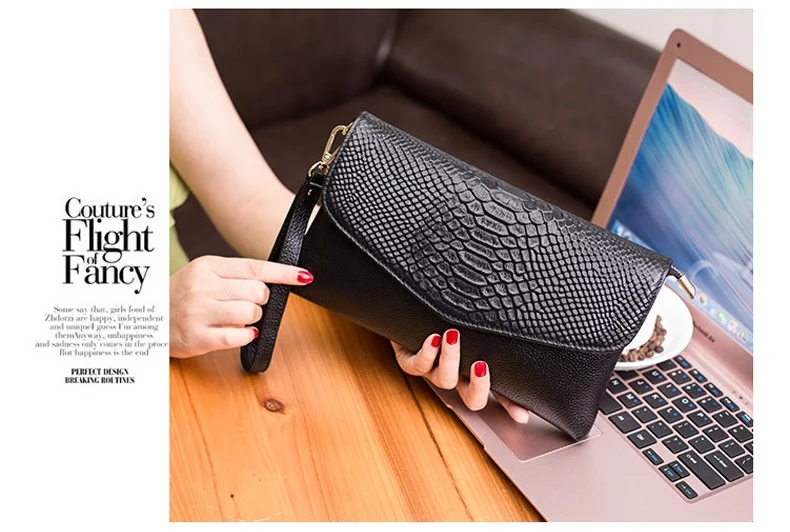 MJ Brand Serpentine Genuine Leather Women Messenger Bag Female Small Crossbody Bag Natural Real Leather Day Clutch with Wristlet (8)