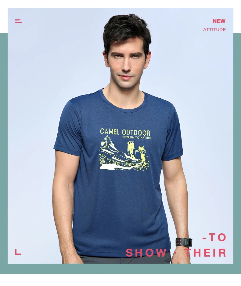 CAMEL мужская уличная быстросохнущая футболка с коротким рукавом летняя дышащая мягкая Спортивная Повседневная рубашка с круглым вырезом