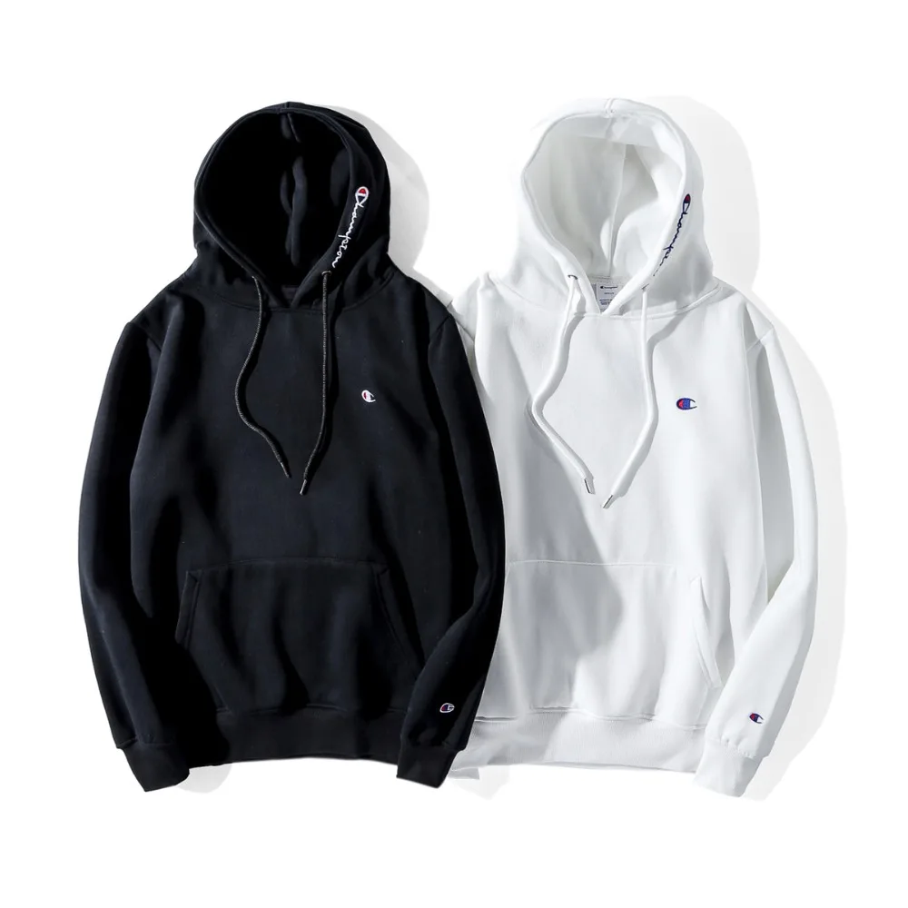 Champion hoodie black and white Japanese style street