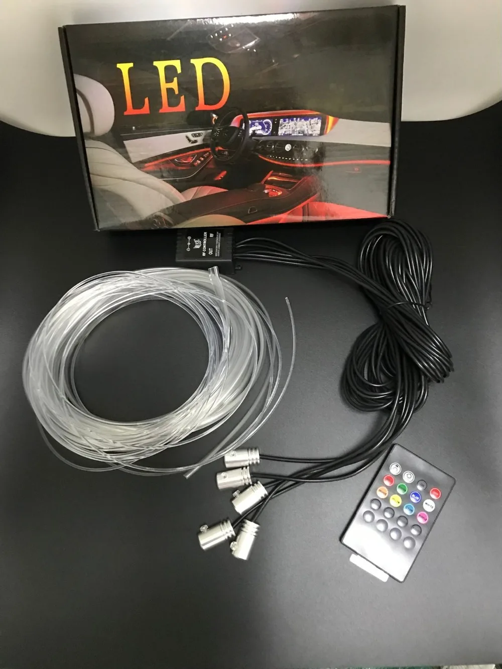 Goedkoop 6 m Voice Sound Actieve RGB LED Auto Interieur Licht Multicolor EL Neon Strip Licht afstandsbediening Sfeer Licht 12 v kit
